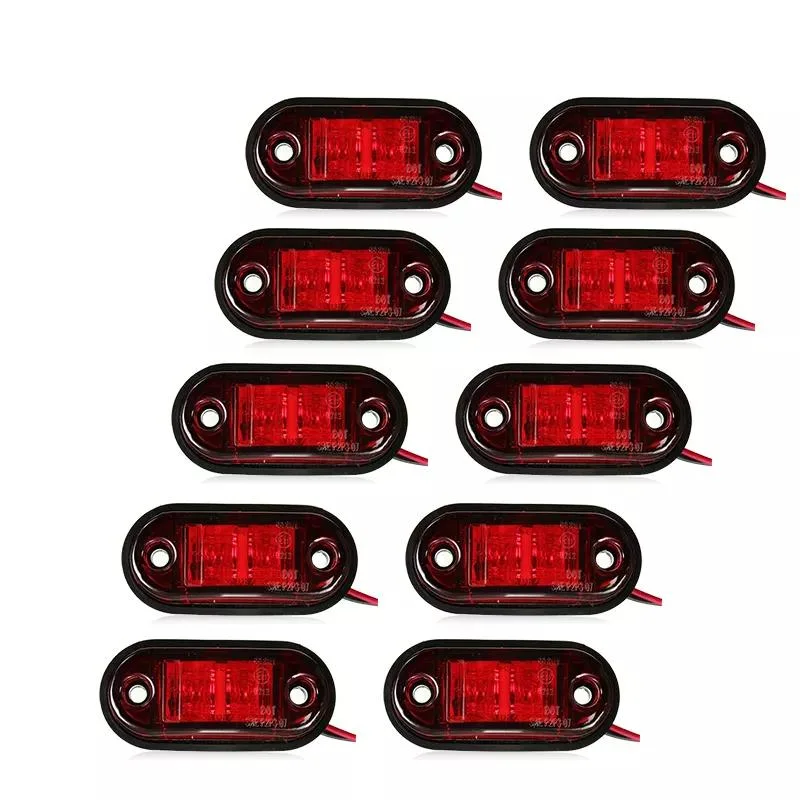 2PCS 12V 24 LED Oval Truck Trailer Stop Turn Tail Brake Light Side Marker Lamp Trailer Truck Lamp Red Kit Set