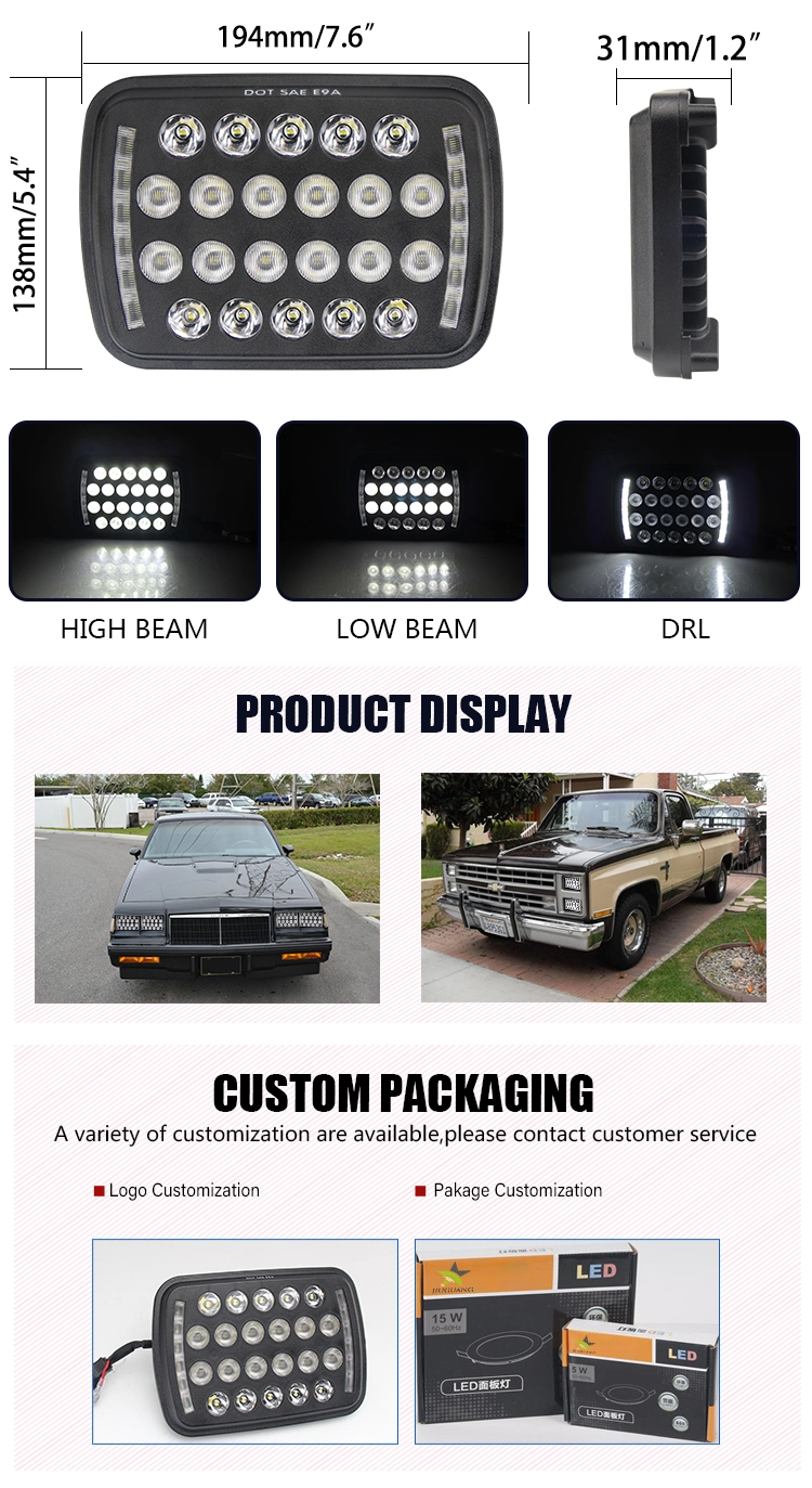 Truck Light Accessories Hi/Low Replacement Square LED Light 5 Inch Offroad 5X7inch LED Headlight