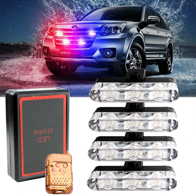 12V 24V LED Amber Strobe Warning Light Strobe Grille Flashing Light Car Truck Beacon Lamp Yellow White Traffic Lights