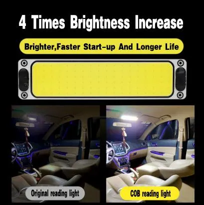ナチュラルホワイトCOBチップ車用LEDパネルライト、自動車用読書灯パネル、インテリアライトパネル12 24V