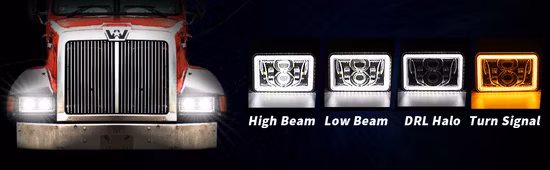 DOT 交換用長方形 LED ヘッドライト ハイビーム ロービーム ユニバーサル LED ヘッドライト デイタイムランニングライト トラック オートバイ用